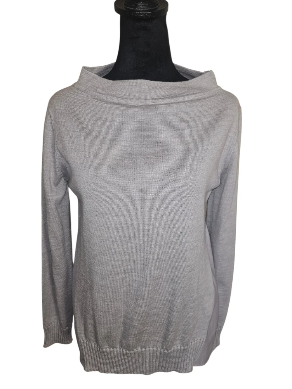 MEIMEIJ Virgin Wool Knit Boatneck Mixed Media Flowy Top in Purple/Gray 38 (S)NEW